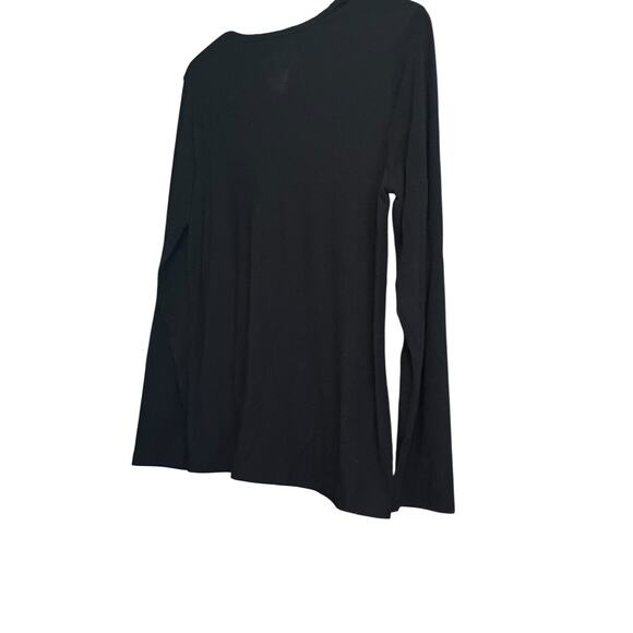 TIME & TRU LONG SLV PULL-OVER V-NECK TOP/T-SHIRT, WOMENS, L(12-14), SOLID BLACK - Picture 7 of 9